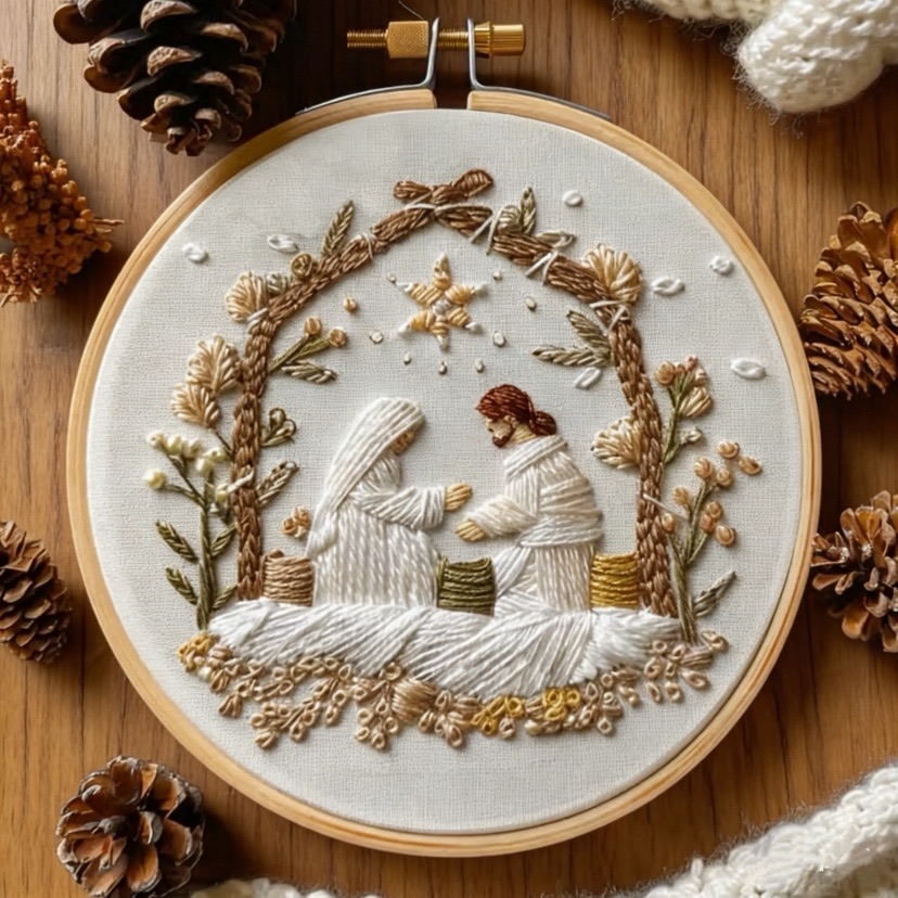 Cotton Embroidery Thread Skeins - Jesus Birth Christmas Embroidery kit with