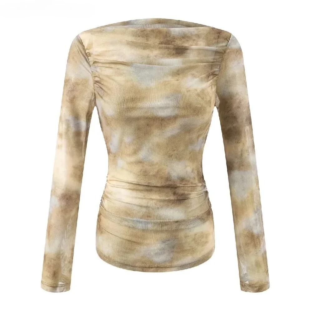 Embroidery - 2025 Sexy Tie-Dye Print Ruched Shoulder