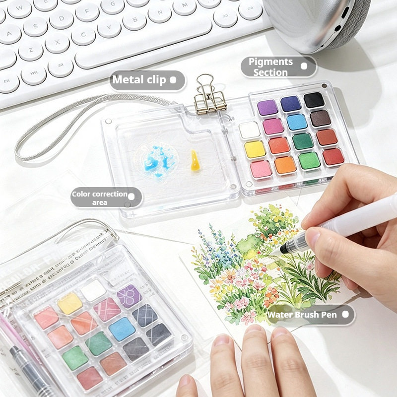 Watercolor Paint Set Solid Pigment - 15 Colors Portable Travel Solid Watercolor