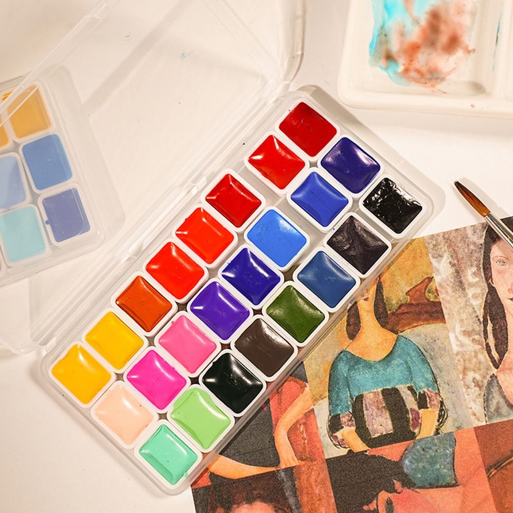 24 Colors Watercolors Paint Se - Watercolor Paint Set Solid Pigment ulasan dan harga