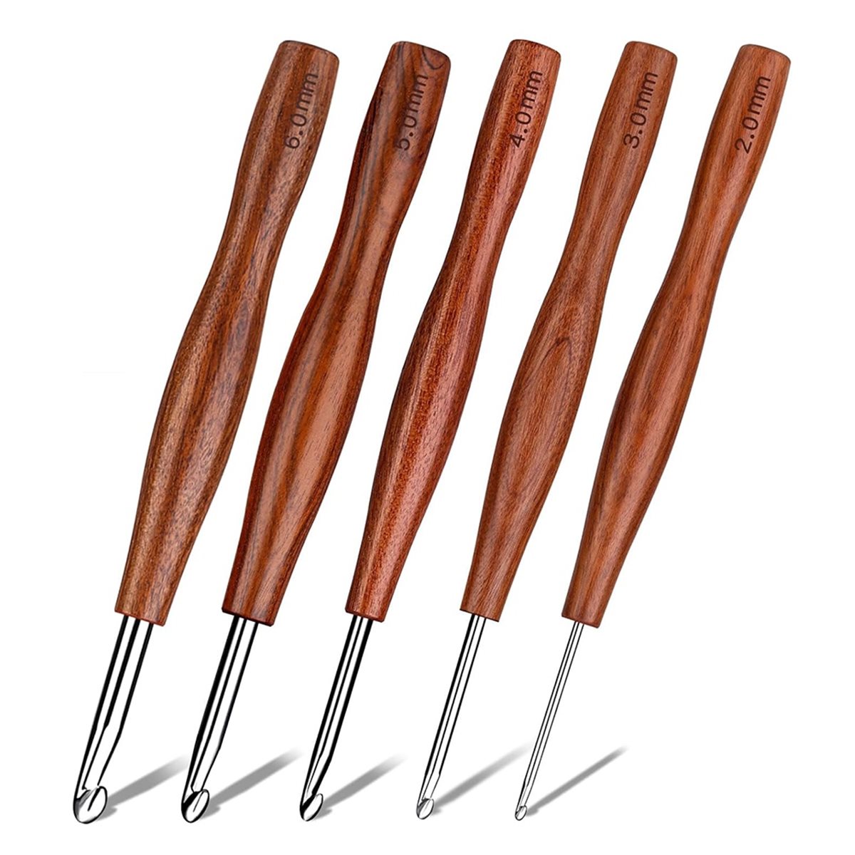 AT16 5 Pcs Crochet Hook, 5 Siz - Wooden Crochet Hooks Ergonomic Handle ulasan dan harga