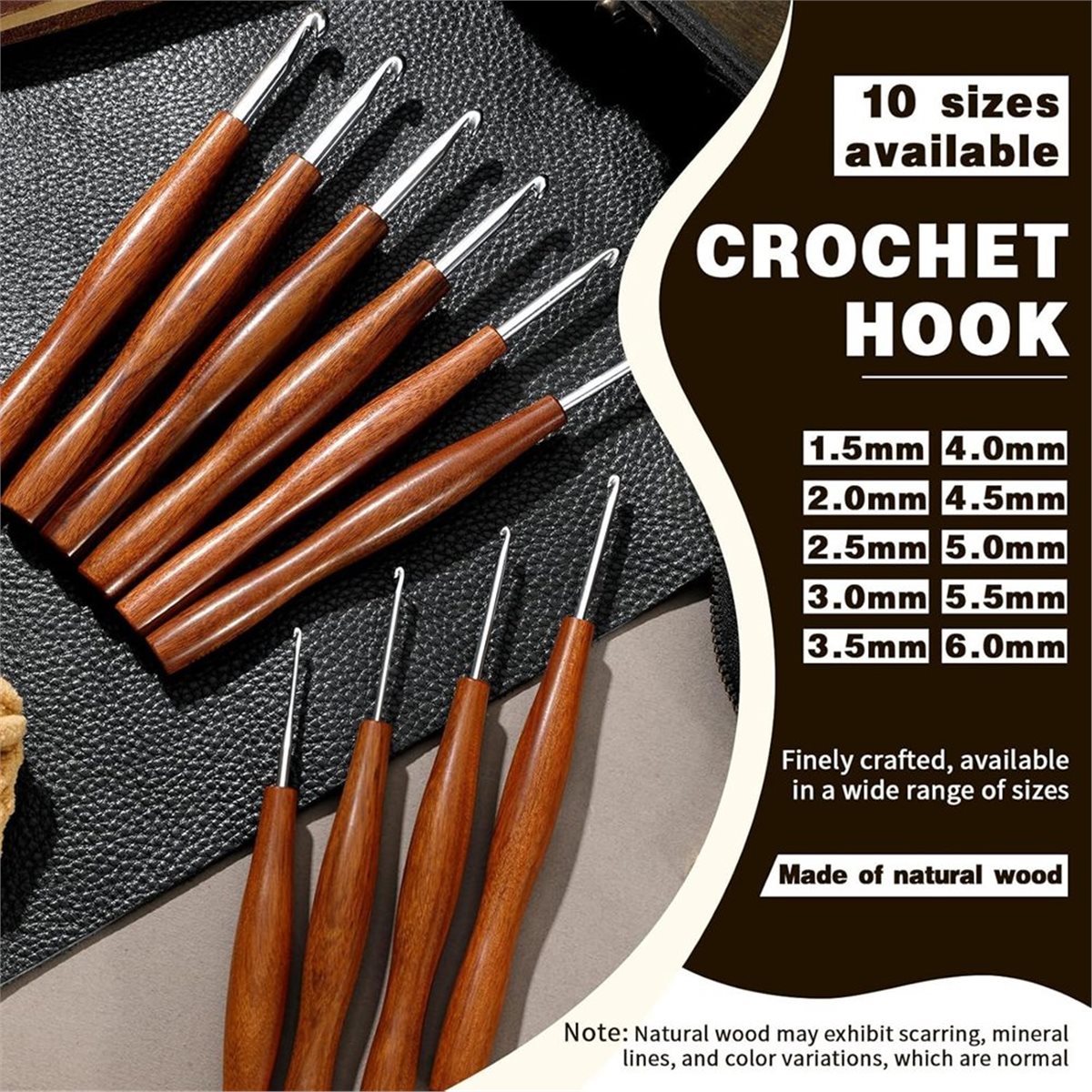 AT16 5 Pcs Crochet Hook, 5 Siz - Wooden Crochet Hooks Ergonomic Handle ulasan dan harga
