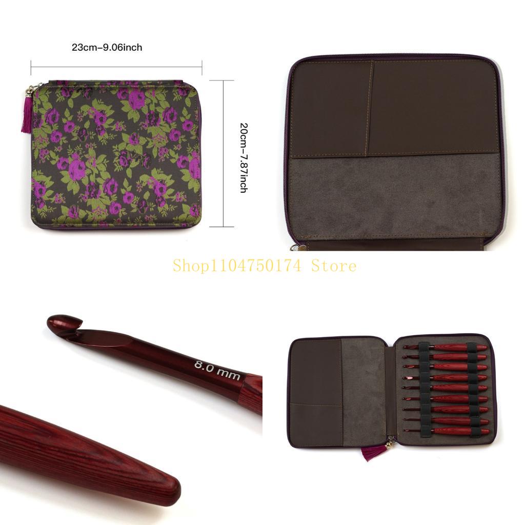 9Pcs Ergonomic Grip Aluminium  - Wooden Crochet Hooks Ergonomic Handle ulasan dan harga