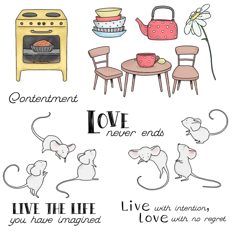 Suncraft Little Mouse & Kitche - Clear Silicone Stamps For Card Making ulasan dan harga