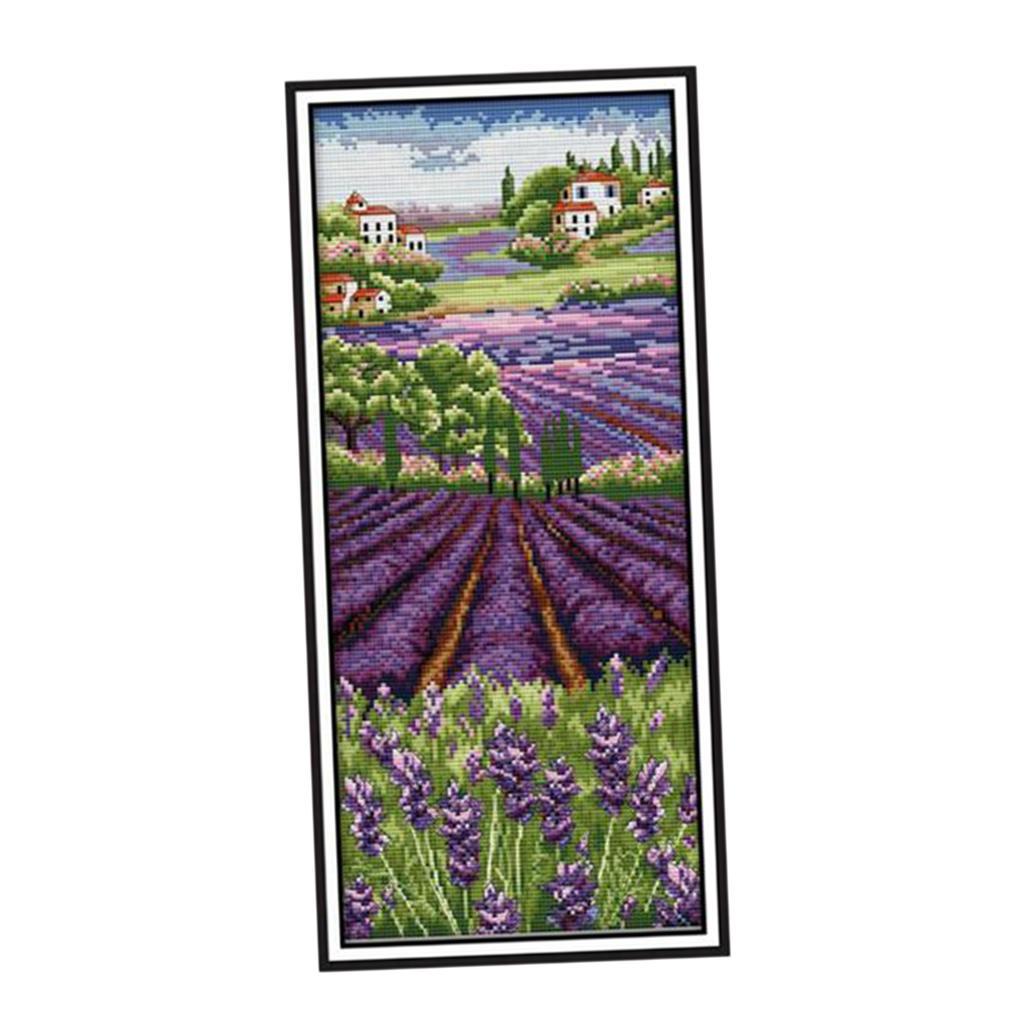 Lavender Flowers Stamped Cross - Cross Stitch Stamped Kits Beginners ulasan dan harga