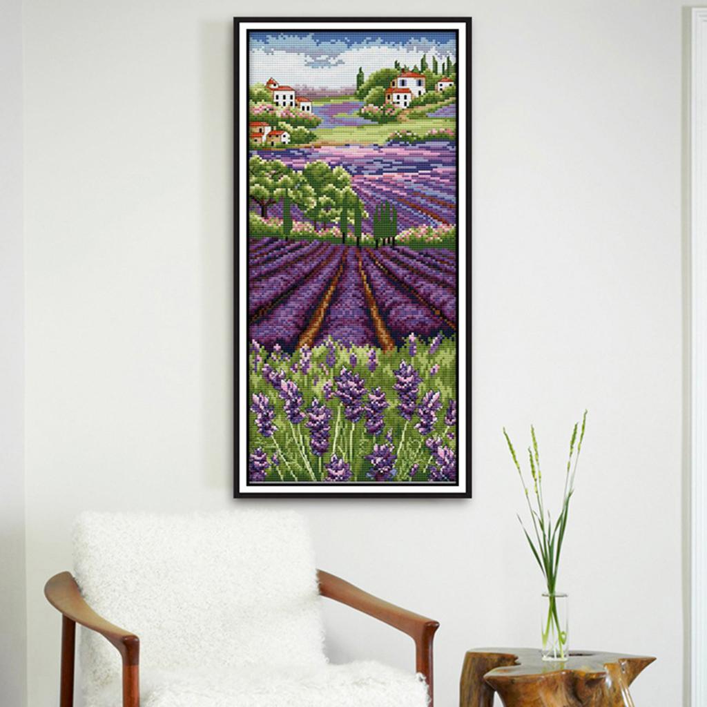 Lavender Flowers Stamped Cross - Cross Stitch Stamped Kits Beginners ulasan dan harga