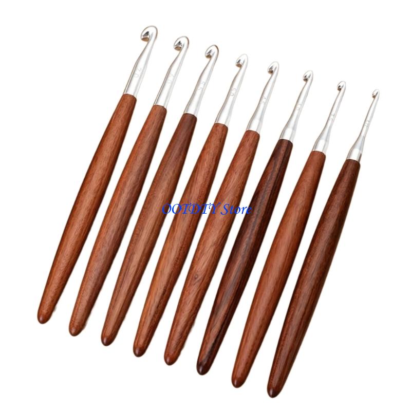 367A 8Pcs Wooden Handle Croche - Wooden Crochet Hooks Ergonomic Handle ulasan dan harga