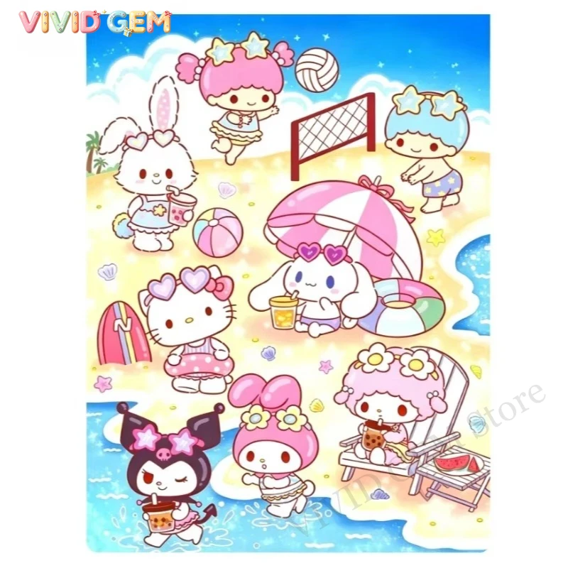 VIVID GEM Sanrio 5D DIY Diamon - 5D Diamond Painting Kit Full Drill ulasan dan harga