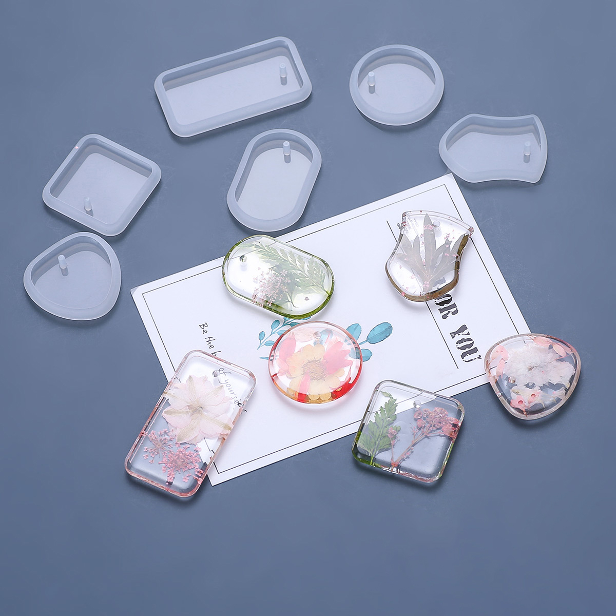 1/6/10pcs DIY Keychain Pendant - Silicone Epoxy Resin Molds Set ulasan dan harga