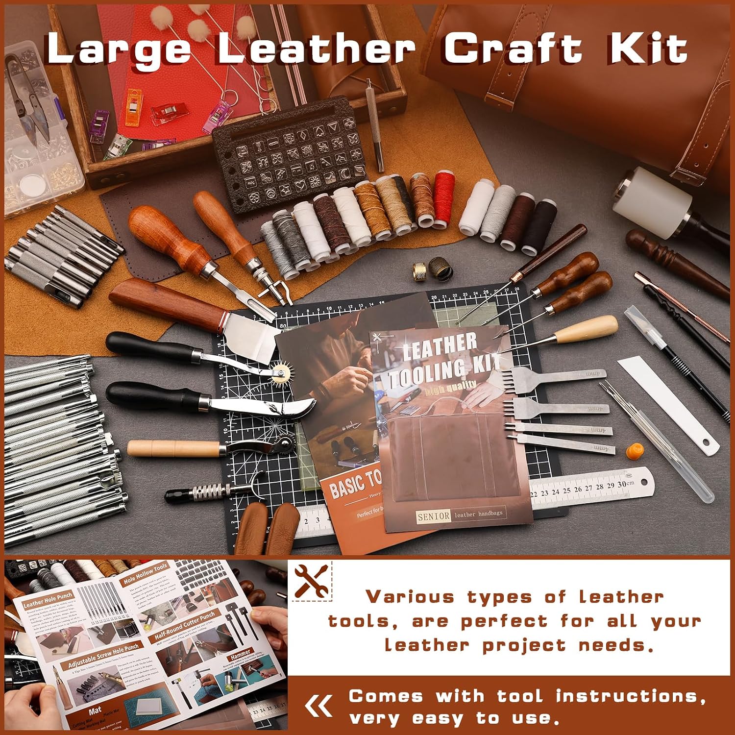 Leather Tooling Kit Leather Cr - Sewing ulasan dan harga