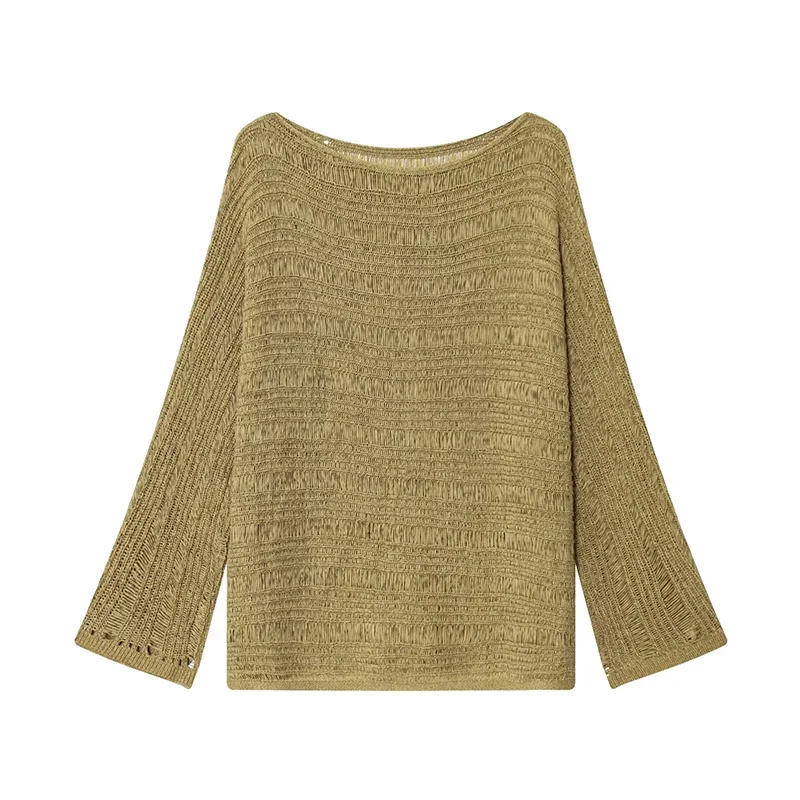 Vintage Boat Neck Knit Sweater - Embroidery ulasan dan harga