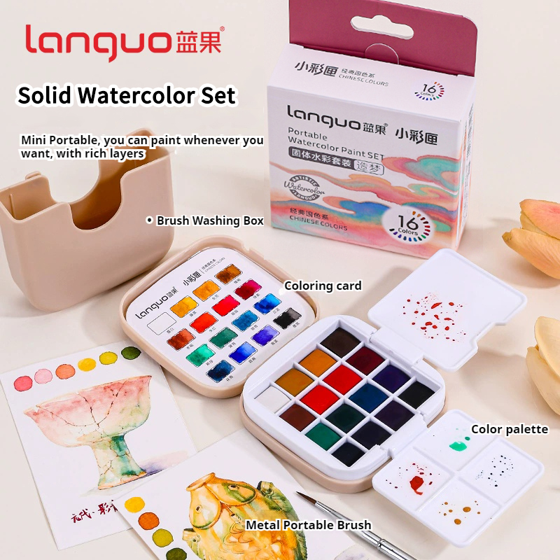 LANGUO 16Colors Watercolor Pai - Watercolor Paint Set Solid Pigment ulasan dan harga