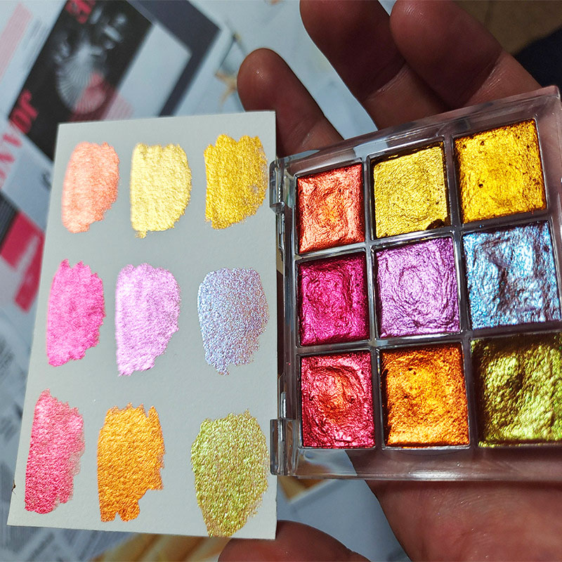 9 color Nail Solid Pigment Aur - Watercolor Paint Set Solid Pigment ulasan dan harga