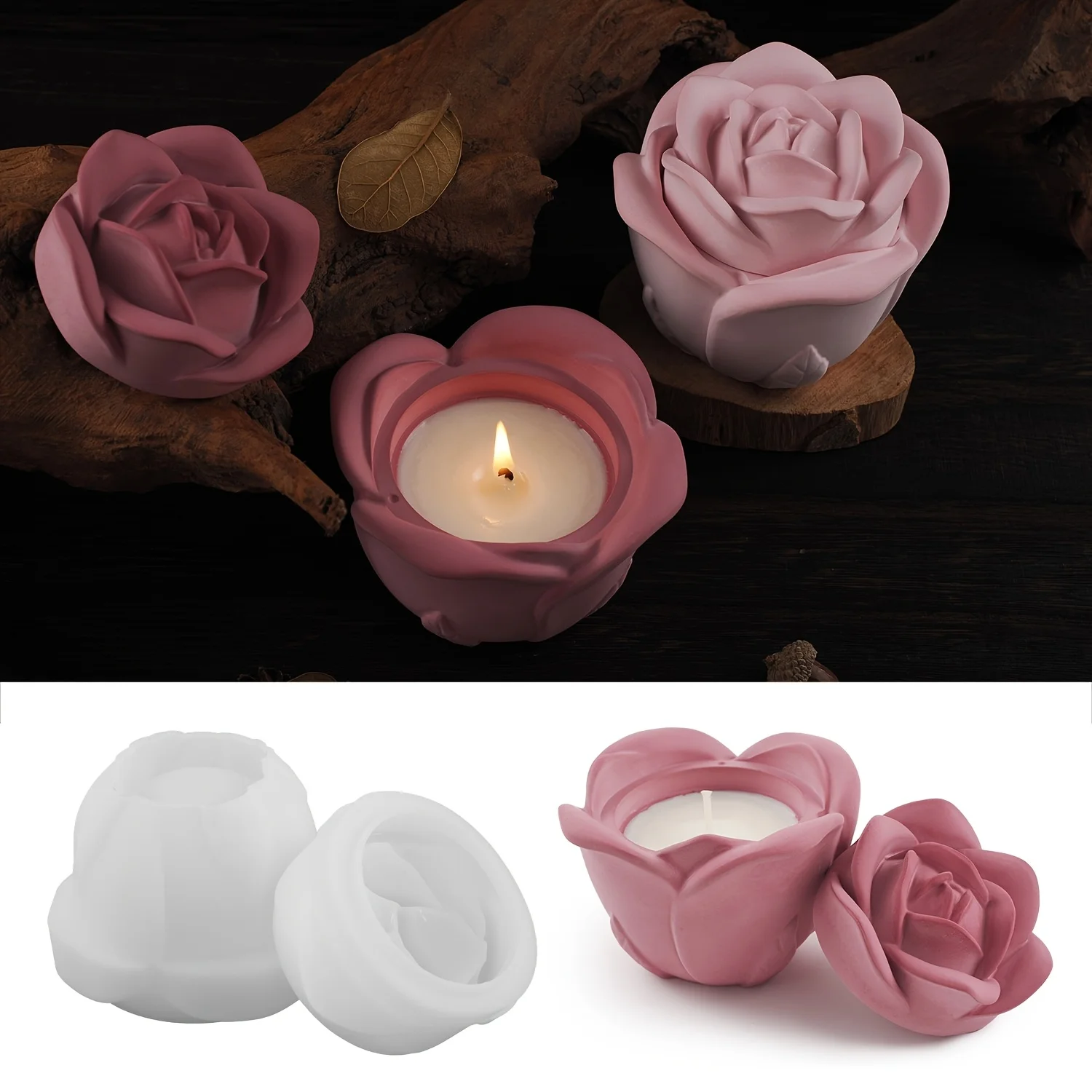 2-Piece Set Rose Shaped Silico - Silicone Epoxy Resin Molds Set ulasan dan harga