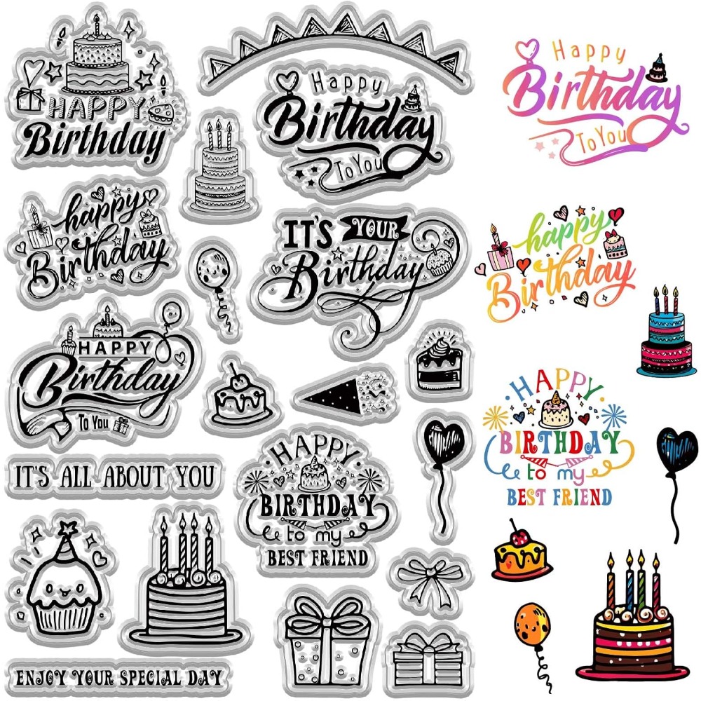 Happy Birthday Clear Stamps fo - Clear Silicone Stamps For Card Making ulasan dan harga