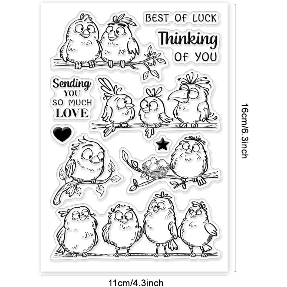 Funny Birds Branches Clear Sta - Clear Silicone Stamps For Card Making ulasan dan harga