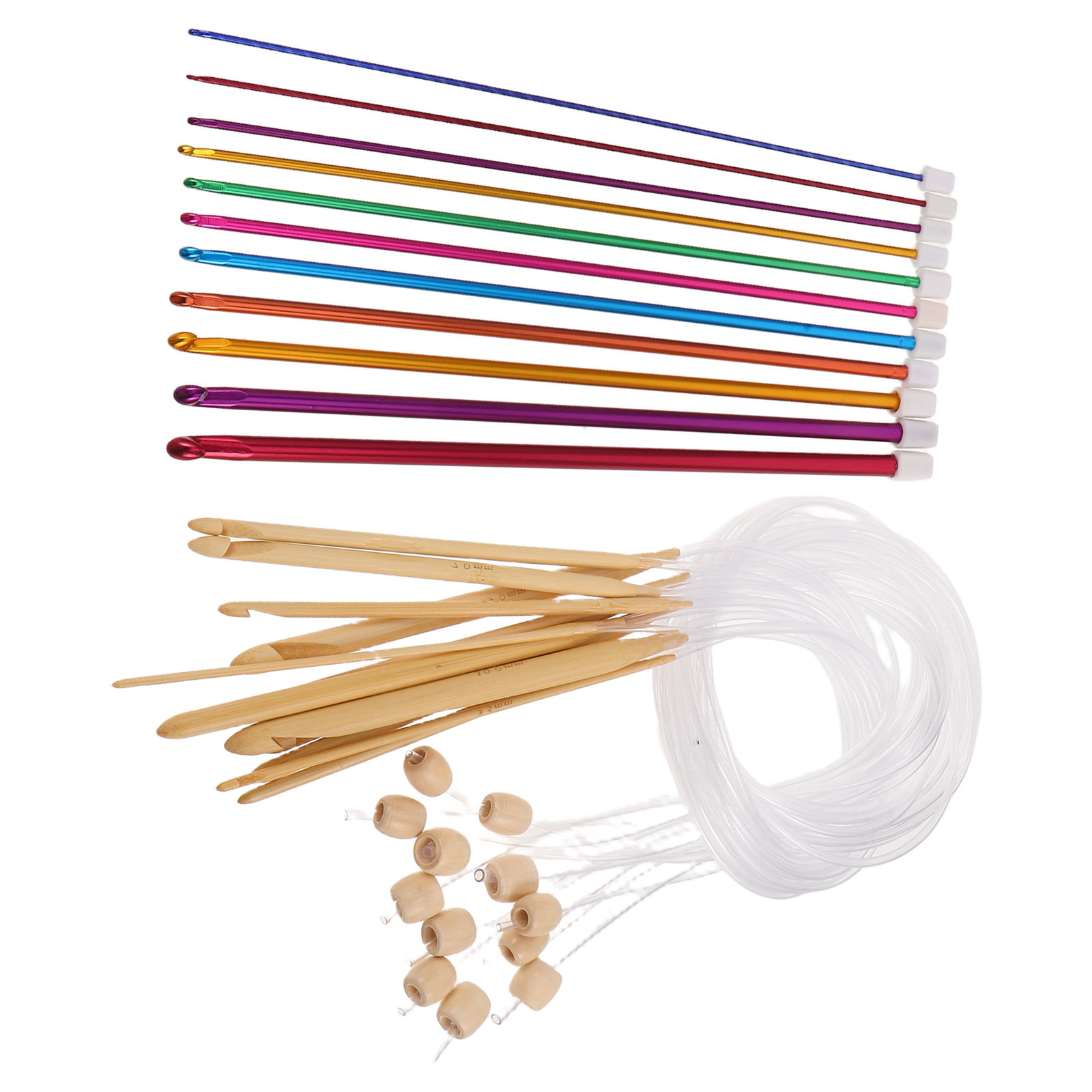 1Set Vibrant Color Crochet Hoo - Wooden Crochet Hooks Ergonomic Handle ulasan dan harga