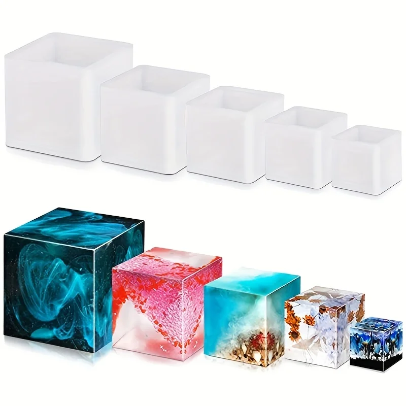 5 pcs Square Resin Mold Silico - Silicone Epoxy Resin Molds Set ulasan dan harga