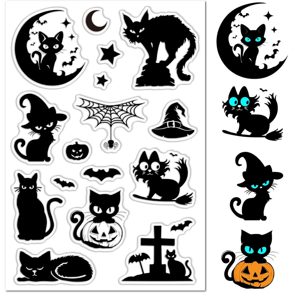 Halloween Black Cats Clear Rub - Clear Silicone Stamps For Card Making ulasan dan harga