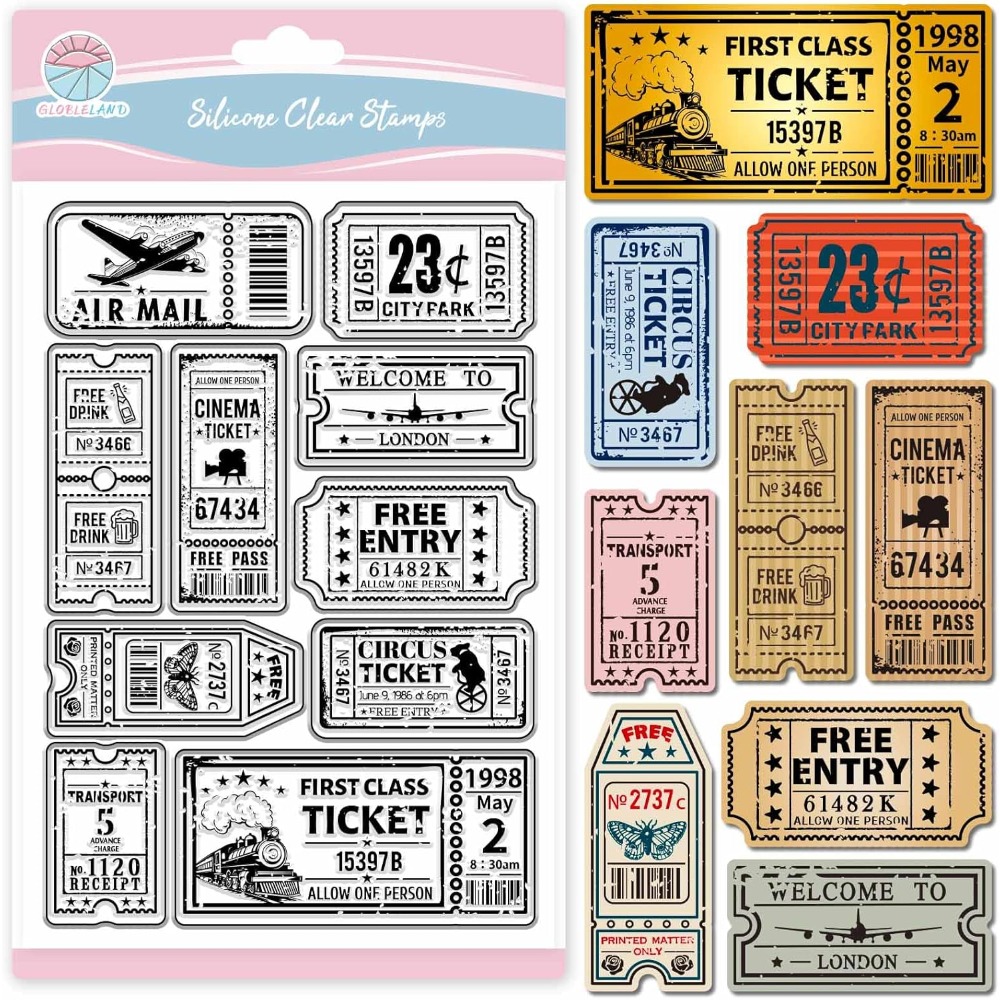 Vintage Ticket Clear Stamp for - Clear Silicone Stamps For Card Making ulasan dan harga