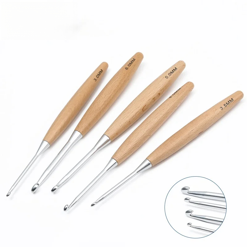 1/11pcs Wooden Handle Crochet  - Wooden Crochet Hooks Ergonomic Handle ulasan dan harga