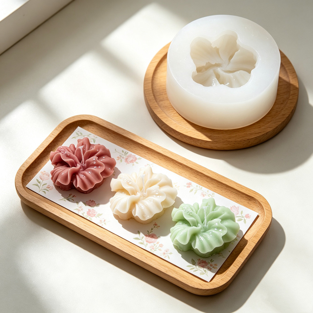 2pcs Hibiscus Flower Candle Mo - Silicone Epoxy Resin Molds Set ulasan dan harga