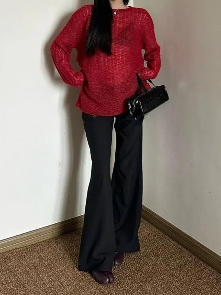 Y2K See-Through Knitted Women' - Embroidery ulasan dan harga